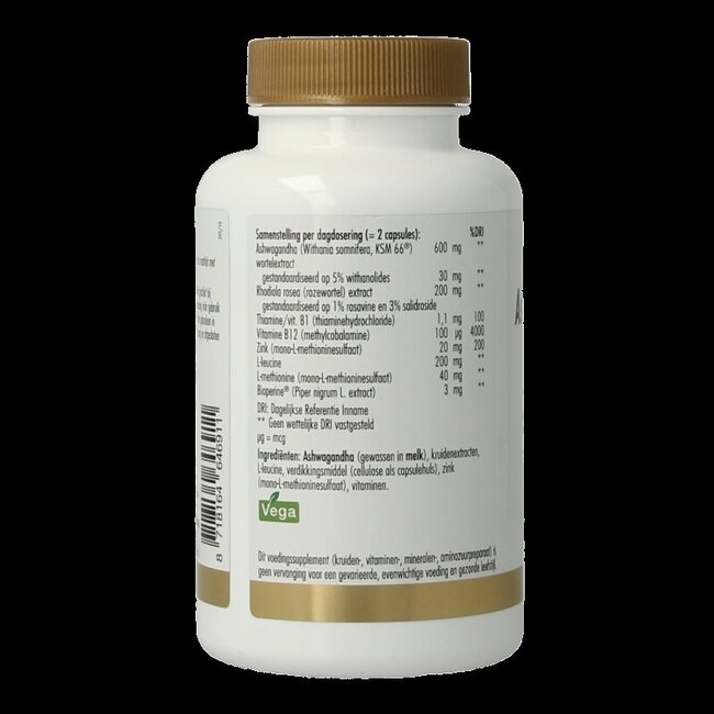 Golden Naturals Ashwagandha & rhodiola 60 Vegetarische capsules
