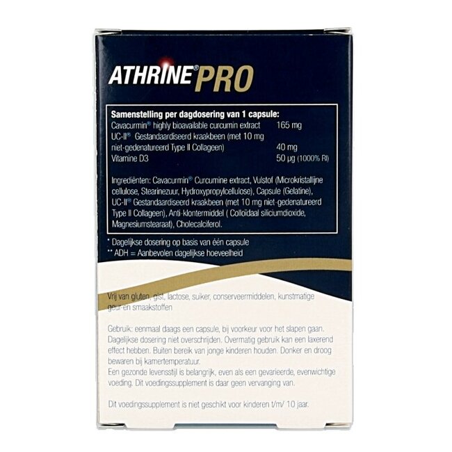 Athrine PRO - UC-II Cavacurmin et Vitamine D3 30 Capsules