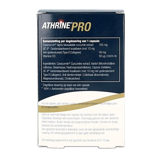 Athrine PRO - UC-II Cavacurmin et Vitamine D3 90 Capsules