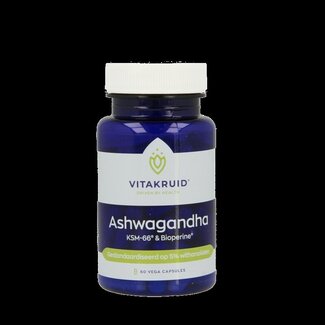 Vitakruid Vitakruid Ashwagandha 5% withanoliden KSM-66 & Bioperine 60 Vegetarische capsules