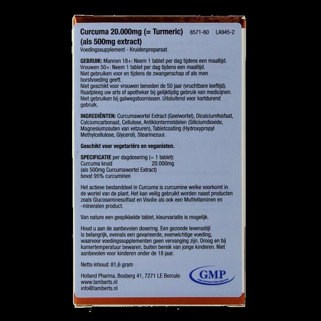 Lamberts Curcuma 20.000mg (curcuma) 60 Comprimés