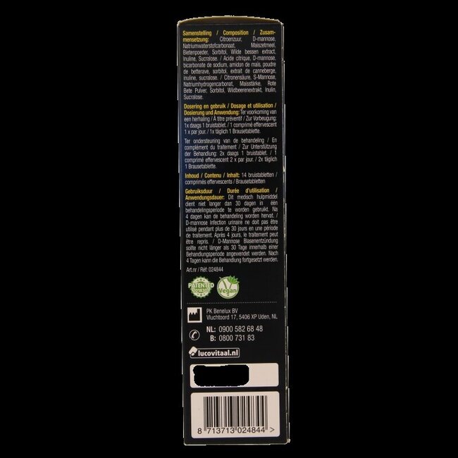 Lucovitaal D-Mannose cystite 14 comprimés effervescents