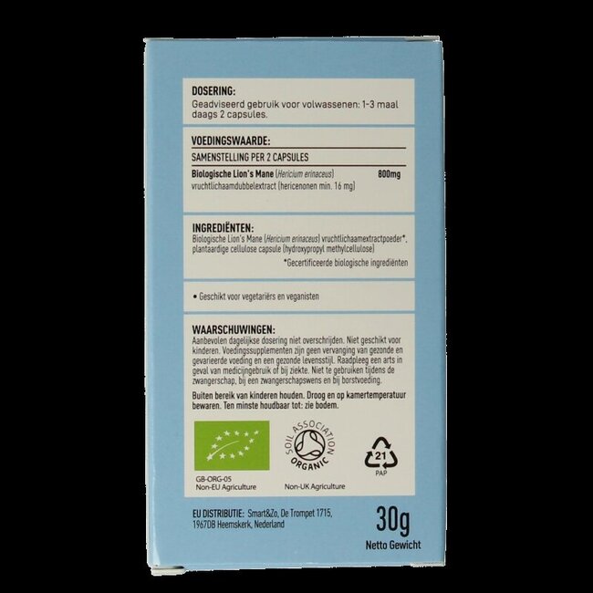 Mushrooms for Life Crinière de Lion Bio 60 Gélules