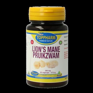 Toppharm Toppharm Lions mane pruikzwam 335mg puur 60 Vegetarische capsules