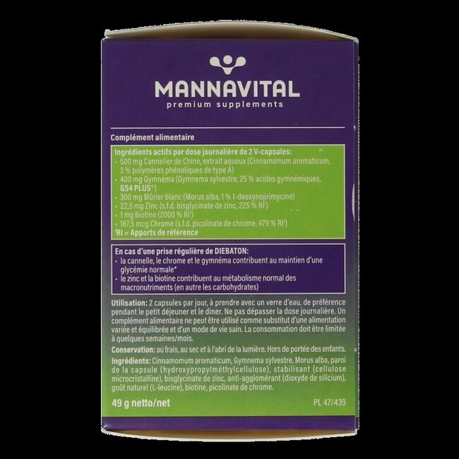 Mannavital Diebaton 60 Vegetarische capsules