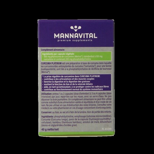 Mannavital Curcuma platinum 60 Vegetarische capsules
