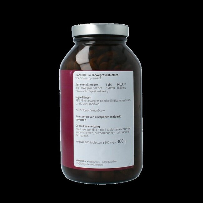 Hanoju Herbe de blé bio 600 comprimés flacon en verre