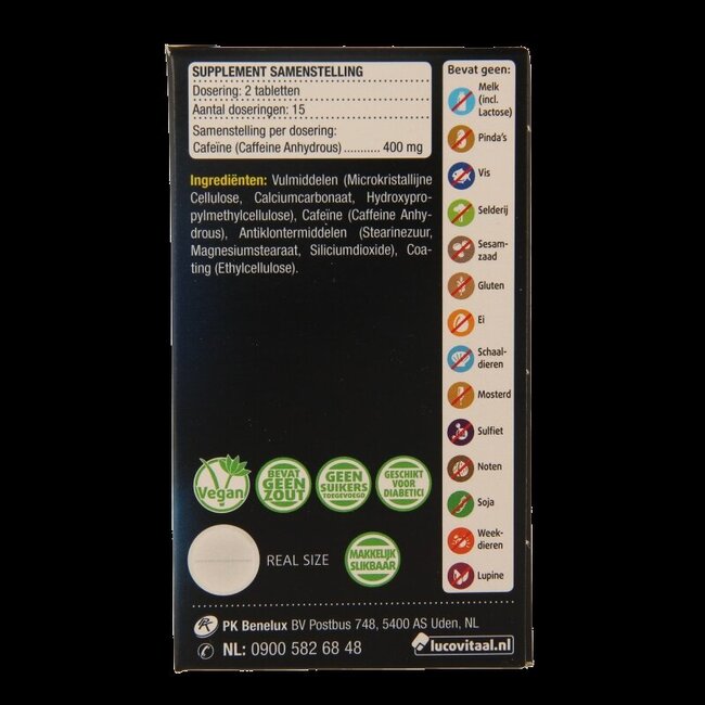 Lucovitaal Pure cafeine 30 Tabletten