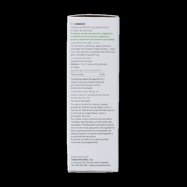 Soria Natural Extrait de Ginkgo biloba 50 ml