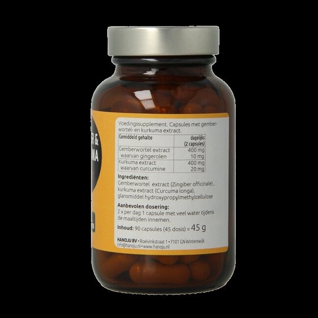 Hanoju Gember & kurkuma extract 90 Vegetarische capsules