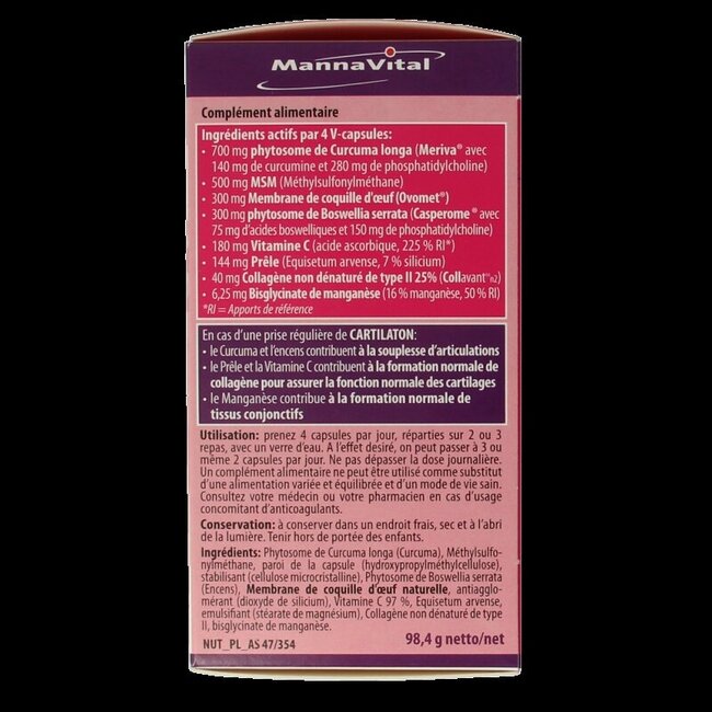Mannavital Cartilaton 120 Vegetarische capsules