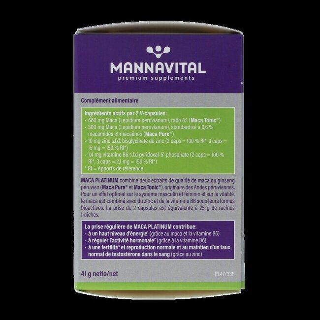 Mannavital Maca platinum 60 gélules végétales