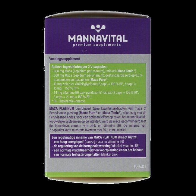 Mannavital Maca platinum 60 Vegetarische capsules