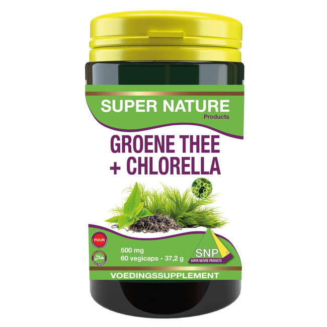 SNP Groene thee chlorella 500mg puur 60 Vegetarische capsules
