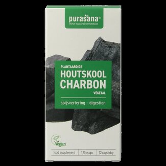 Purasana Purasana Plantaardige houtskool vegan 120 Vegetarische capsules