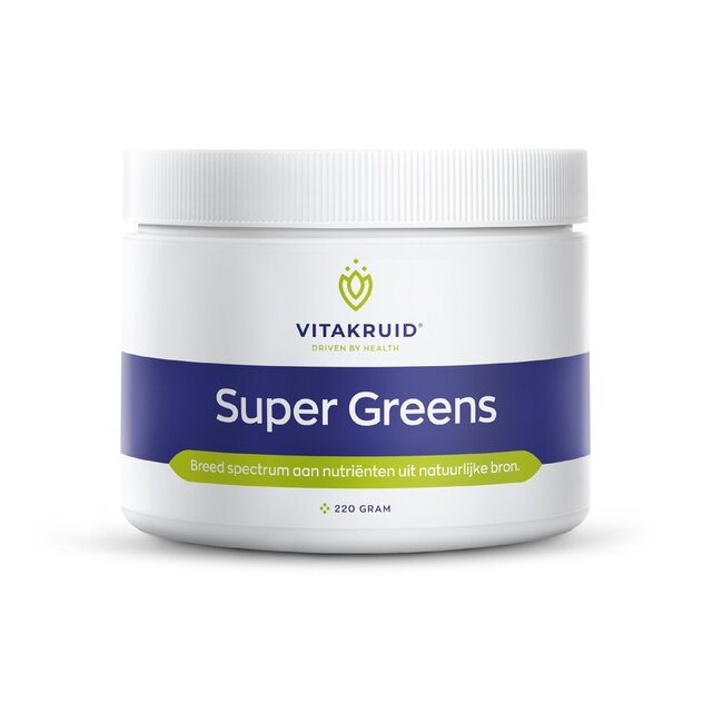 Vitakruid Super Greens 25 nutrienten oa probiotica & enzymen 220 Gram