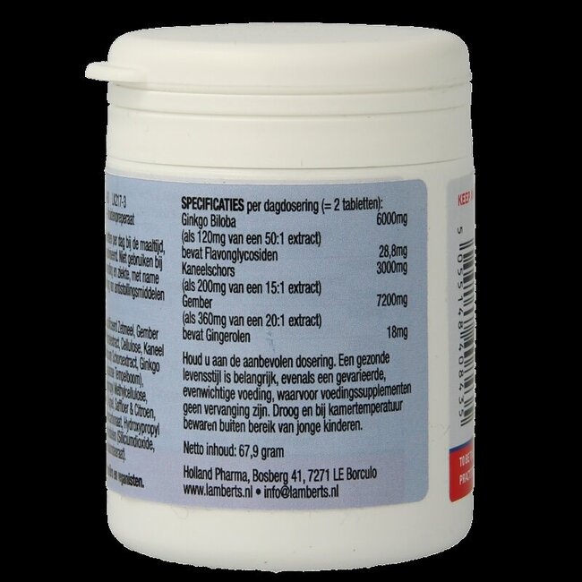 Lamberts Veintain (met ginkgo, kaneel) 60 Tabletten