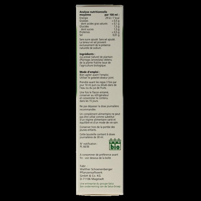 Salus Jus de plantain bio 200 ml