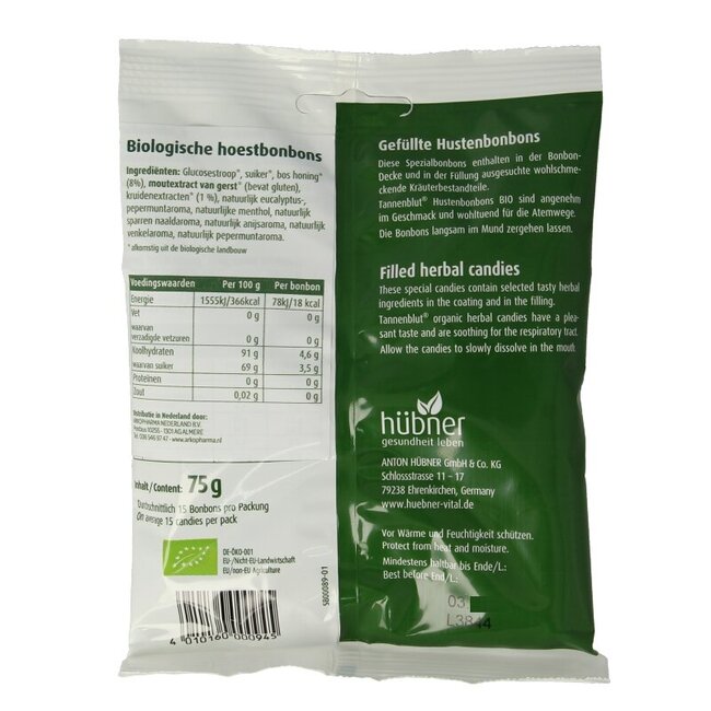 Hubner Tannenblut hoestbonbons bio 75 Gram