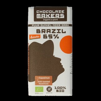 Chocolatemakers Chocolatemakers Brazil hazelnoot 65% puur demeter bio 80 Gram