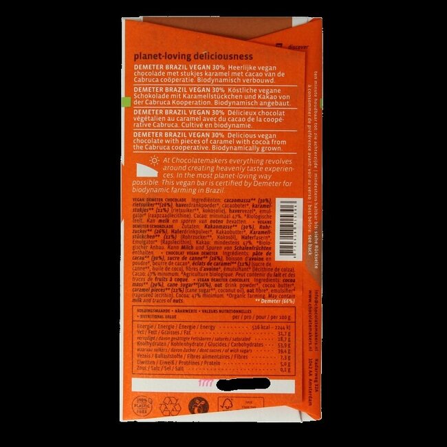 Chocolatemakers Brazil caramel 30 % vegan demeter bio 80 g