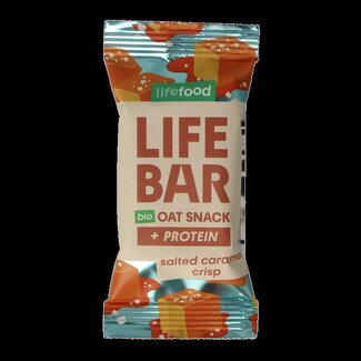 Lifefood Lifefood Lifebar oatsnack proteine salted caramel crisp bio 40 Gram
