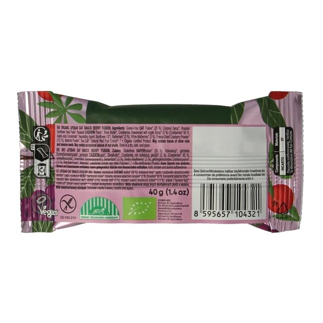 Lifefood Lifebar oatsnack berry fusion bio 40 Gram