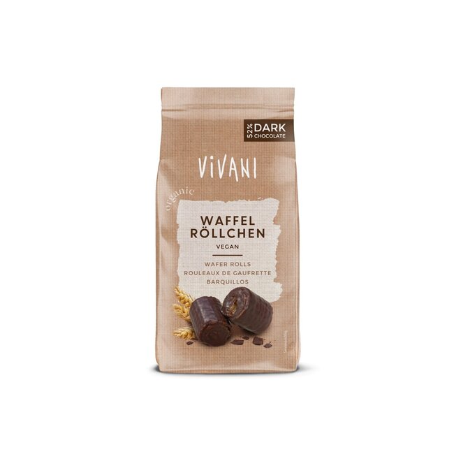 Chocolade wafelrolletjes puur bio 125 Gram