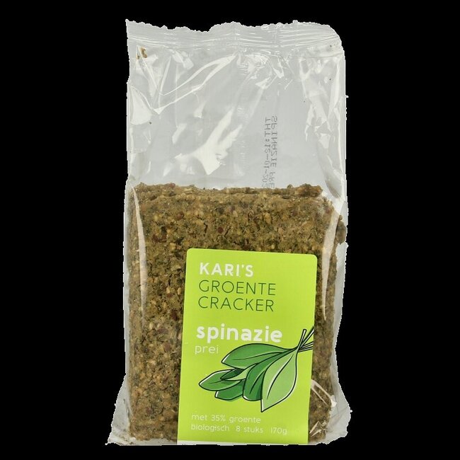 Kari's Crackers Groentecracker spinazie prei bio 170 Gram
