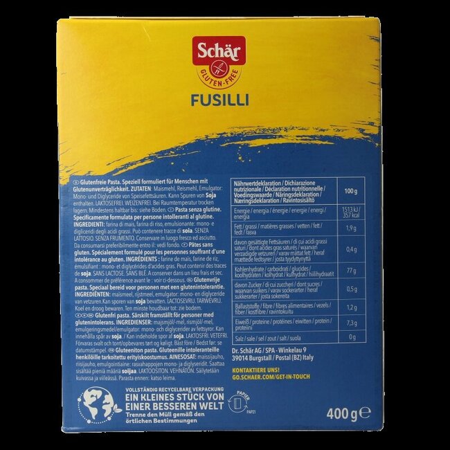 Schär Pâtes fusilli sans gluten 400 g