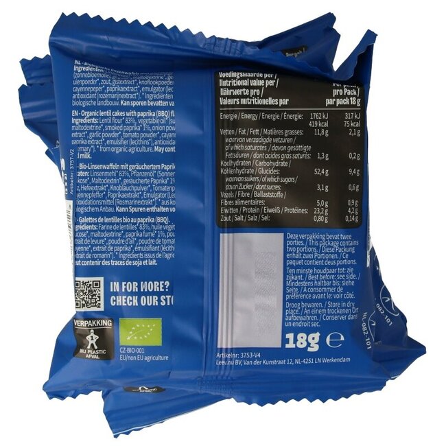 Leev Lovely lentil cakes paprika bio 54 Gram