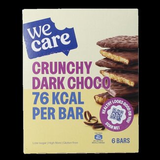 WeCare WeCare Lower kcal/carb bars crunchy dark choco 102 Gram