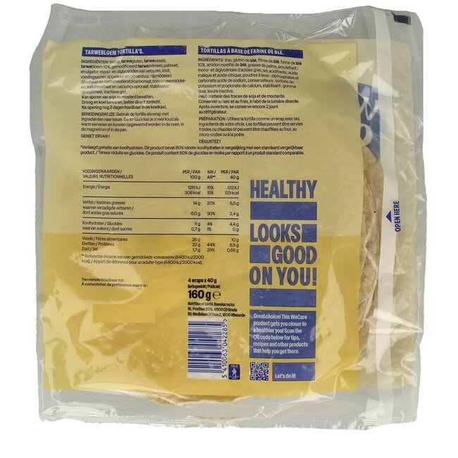 WeCare Lower kcal/carb natural tortillas 160 Gram