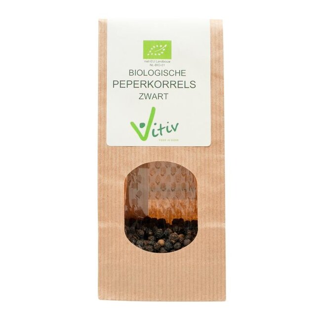 Peperkorrels zwart bio 250 Gram