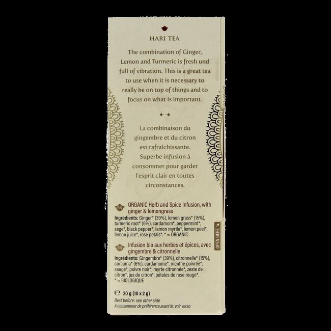 Hari Tea Gingembre Citron & Curcuma Mindscape Gingembre Bio 10 Sachets