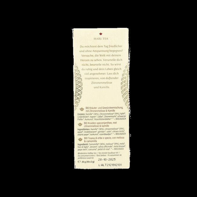 Hari Tea Mélisse & camomille sweetheart bio 10 sachets