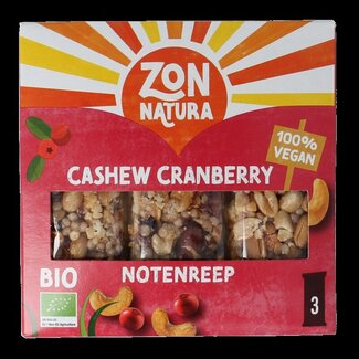 Zonnatura Zonnatura Notenreep cashew cranberry bio 75 Gram