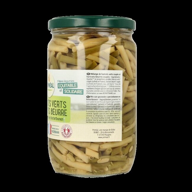 Primeal Haricots verts et haricots beurre de France bio 660 g