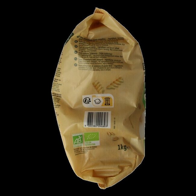Primeal Fusilli halfvolkoren familie verpakking bio 1 Kilogram