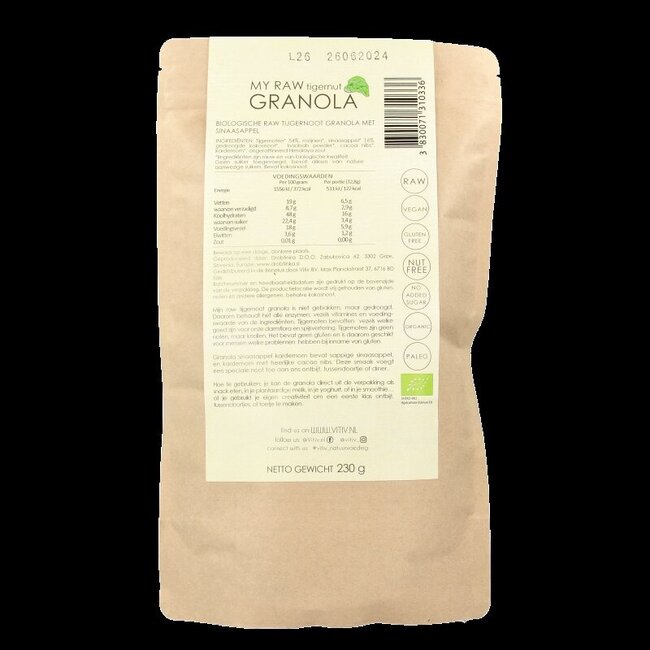 Vitiv Tijgernoot granola sinas kardemom bio 230 Gram