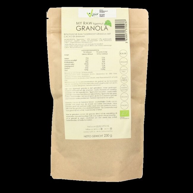 Vitiv Tijgernoot granola choc banaan bio 230 Gram