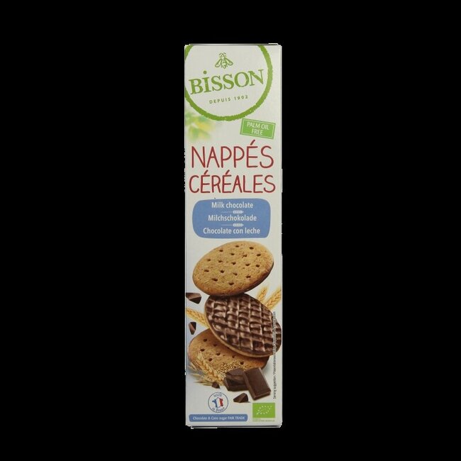 Bisson Biscuits aux céréales nappés de chocolat au lait bio 140 g