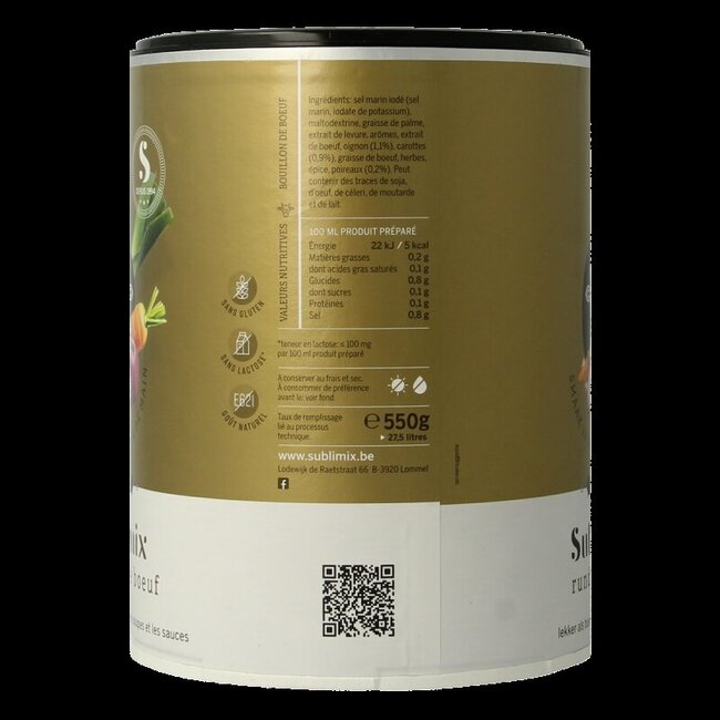 Sublimix Rundvleesbouillon glutenvrij  550 Gram