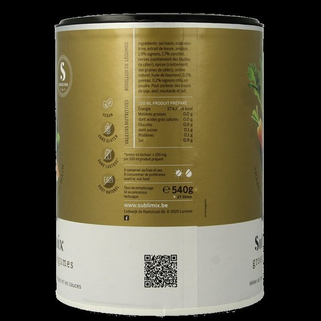 Sublimix Bouillon de légumes sans gluten 540 g