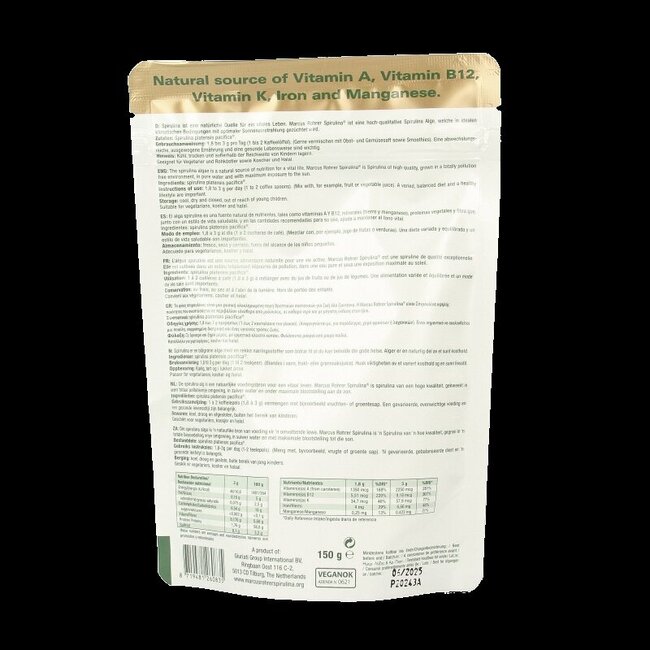 Marcus Rohrer Spirulina doypack 150 grammes