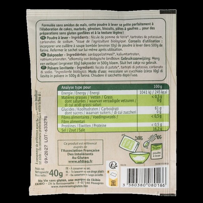 Ma Vie Sans Poudre à lever sans gluten bio 40 g