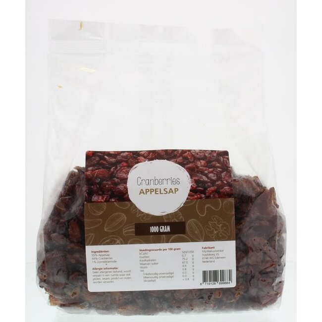 MijnNatuurwinkel Cranberries gezoet met appeldiksap 1 Kilogram