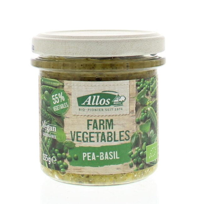 Allos Farm vegetables doperwten & basilicum bio 135 Gram