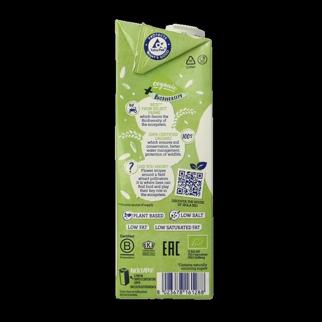 Isola Bio Boisson au riz nature bio 1 litre