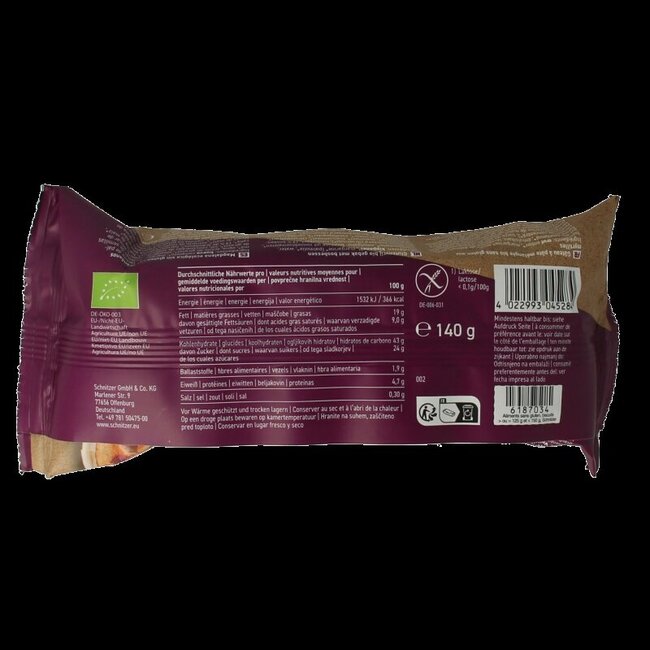 Schnitzer Muffin aux myrtilles sans gluten bio 140 g